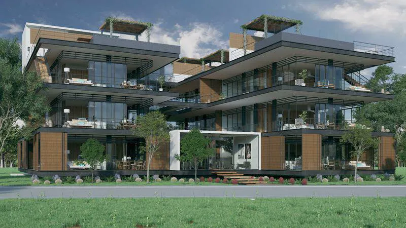 Render arquitectónico de desarrollo residencial en Aldea Zama Tulum